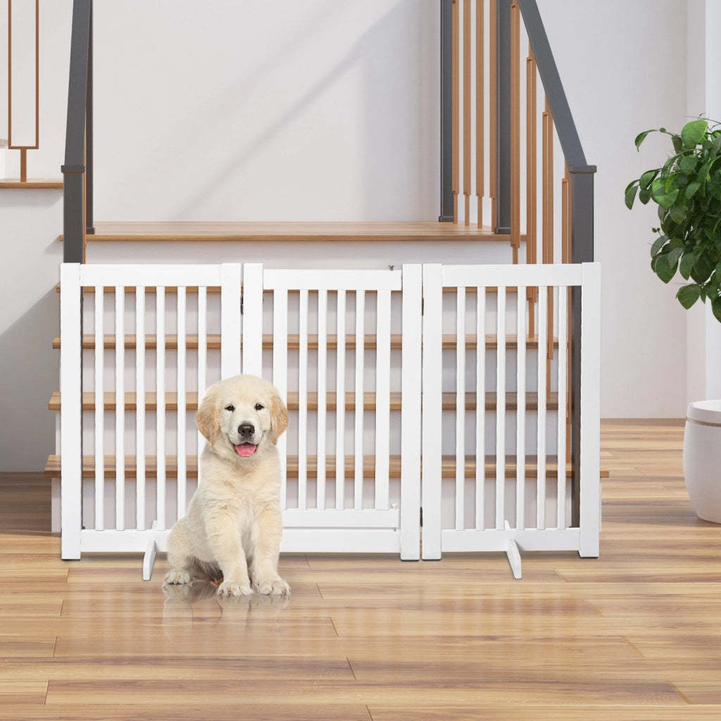 Barriera per Cani Modulare Pieghevole ¨C zephmum ¨C 155x35,5x76 cm MDF Bianco