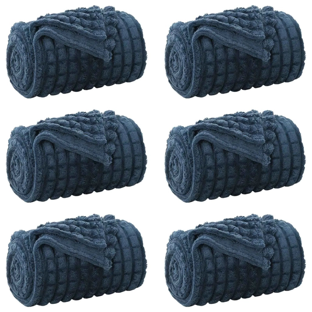 Coperte da Pile 6 pcs Blu navy 150 x 130 cm Panno 42016957
