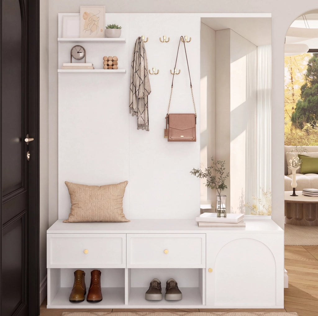 Garderobe multifunzione da ingresso con specchio e contenitori