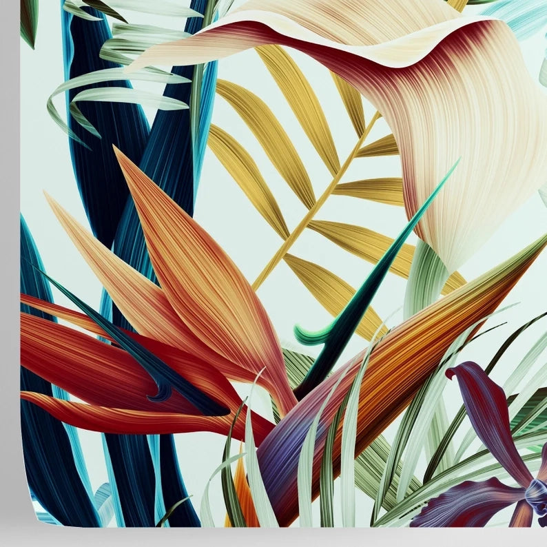 Carta da Parati Tropicale Blu Carta Vegana 250x200cm 5,5mq 