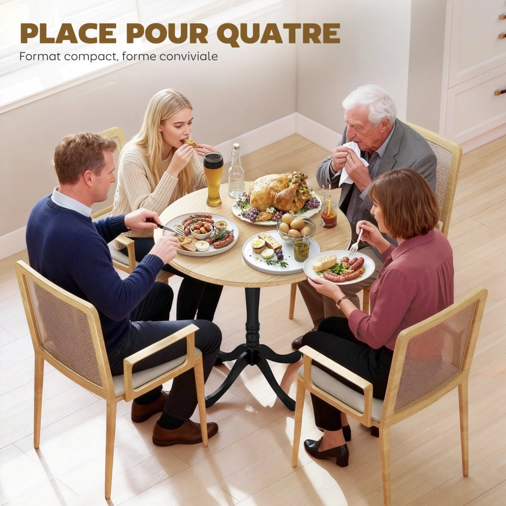 Tavolo da pranzo rotondo per 4 persone ¨C zephmum ¨C legno naturale e nero, ?80 cm