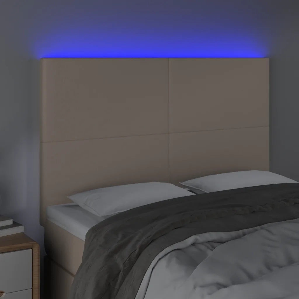 Testiera | Testata a LED cappuccino 144x5x118/128 cm in Similpelle