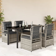 vidaXL Set da Pranzo da Giardino 5 pz con Cuscini in Polyrattan Grigio