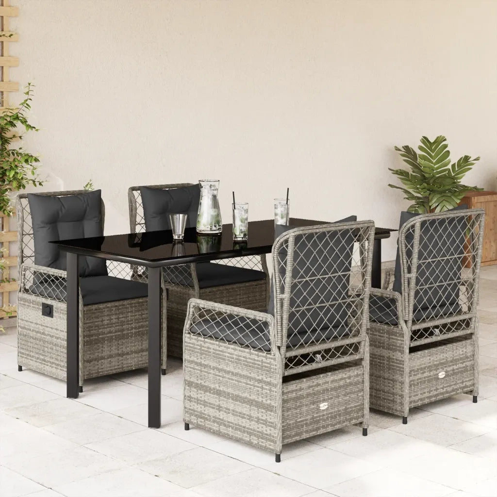vidaXL Set da Pranzo da Giardino 5 pz con Cuscini in Polyrattan Grigio