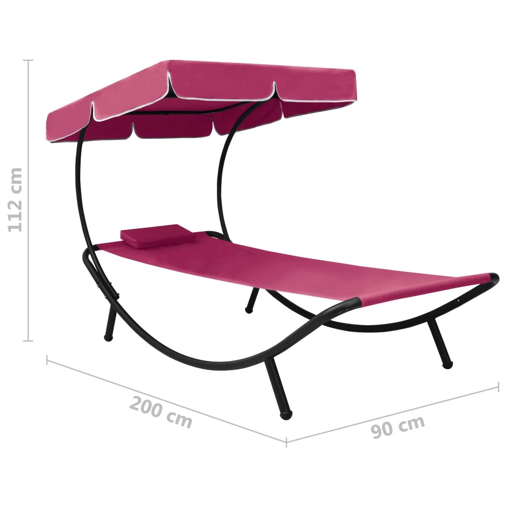 Lettino Prendisole con Baldacchino e Cuscino Rosa 313536