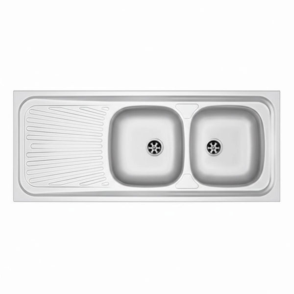 Lavello appoggio in acciaio inox 120x50 gocciolatoio SX  - Cromo