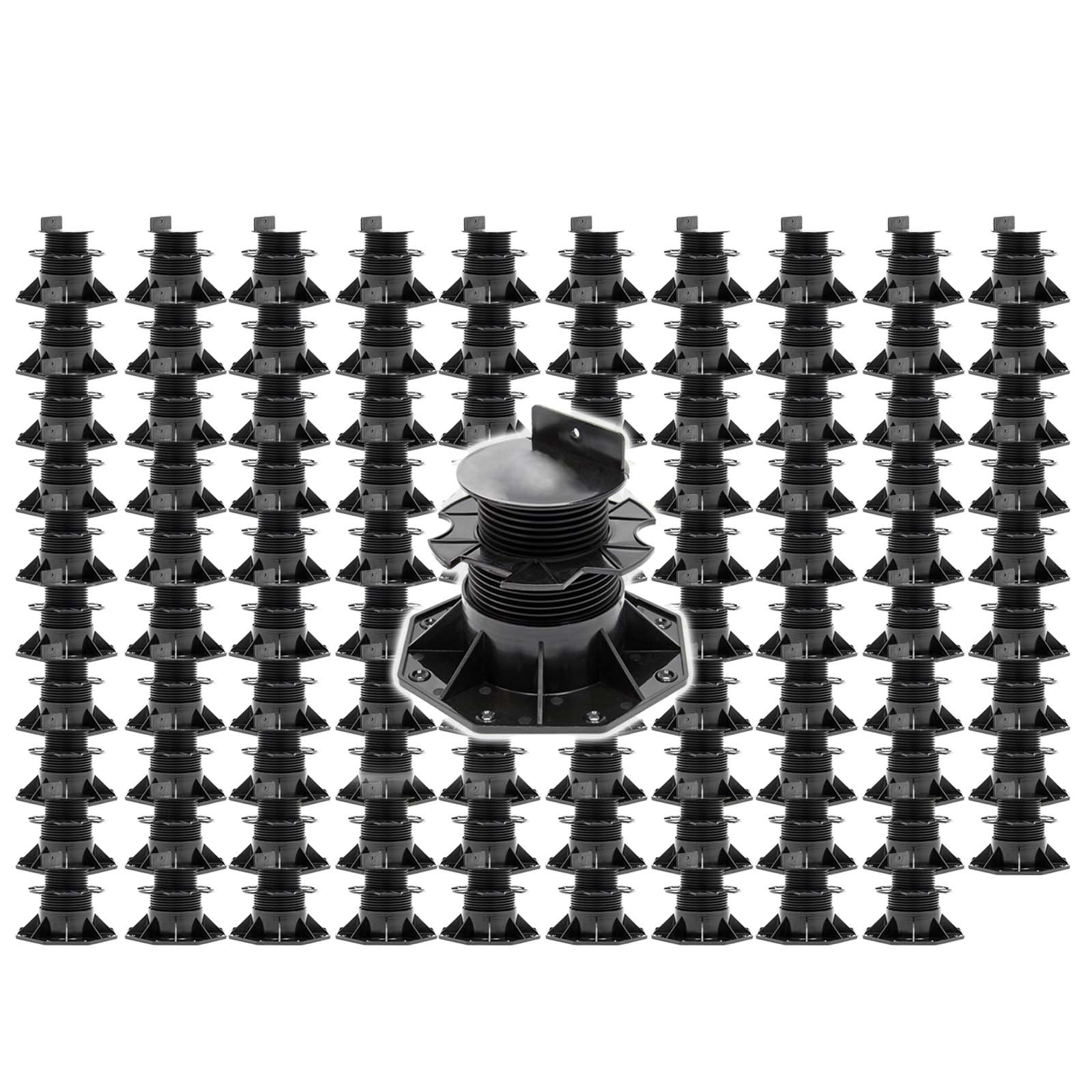 Set 100 supporti per pavimenti galleggianti, altezza regolabile 60-128mm Max 2700 kg, Pavimenti Decking