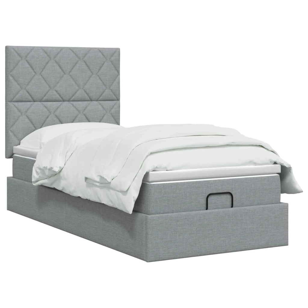 Letto ottomano con materasso Grigio Chiaro 80 x 200 cm Tessuto 3457528