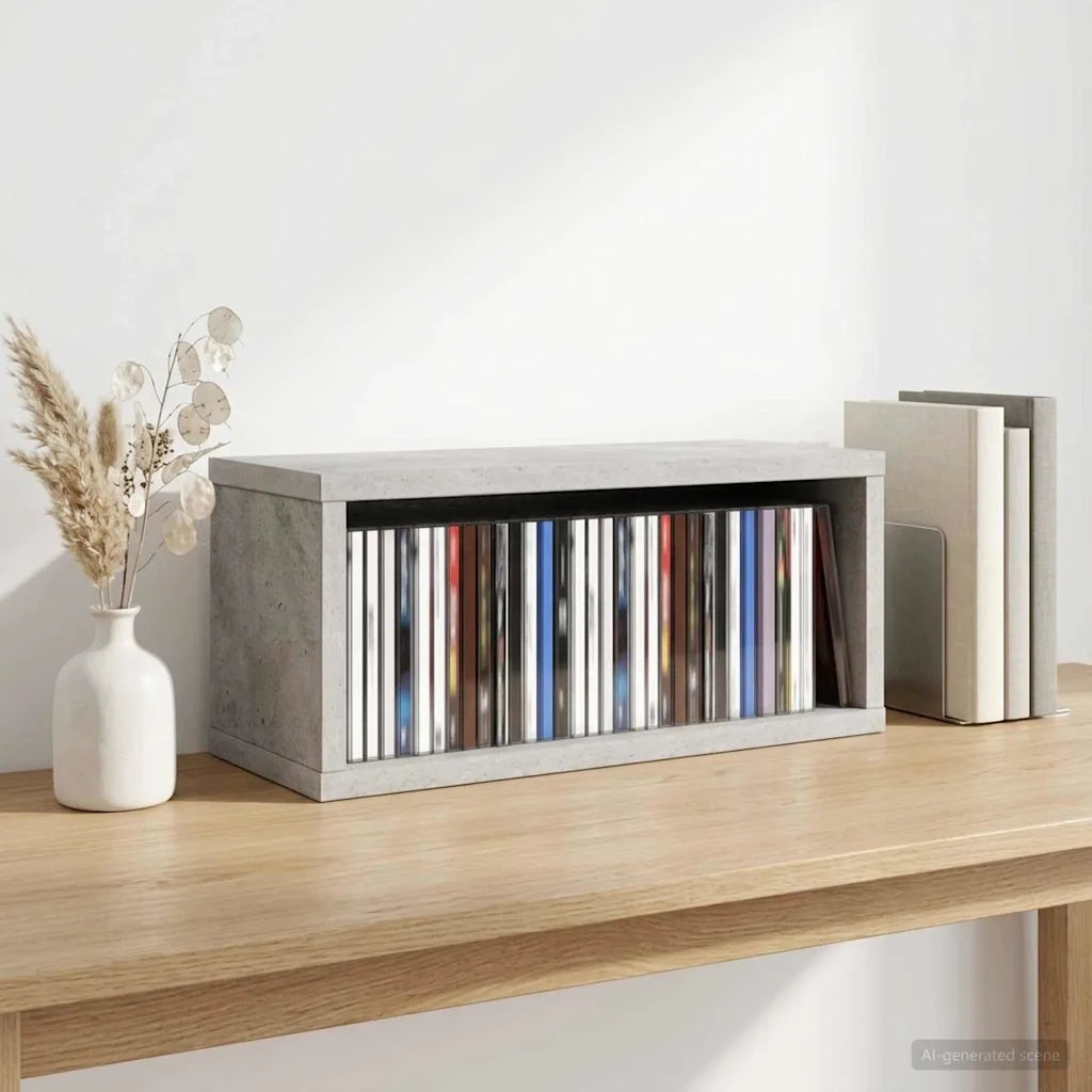 Rack per Stoccaggio CD Grigio Cemento 40 x 17 x 17 cm 8012715
