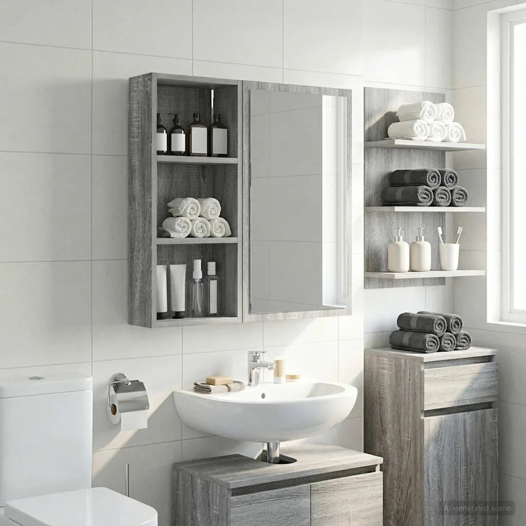 Armadio da bagno a muro Sonoma grigia 30 x 14 x 70 cm 889332