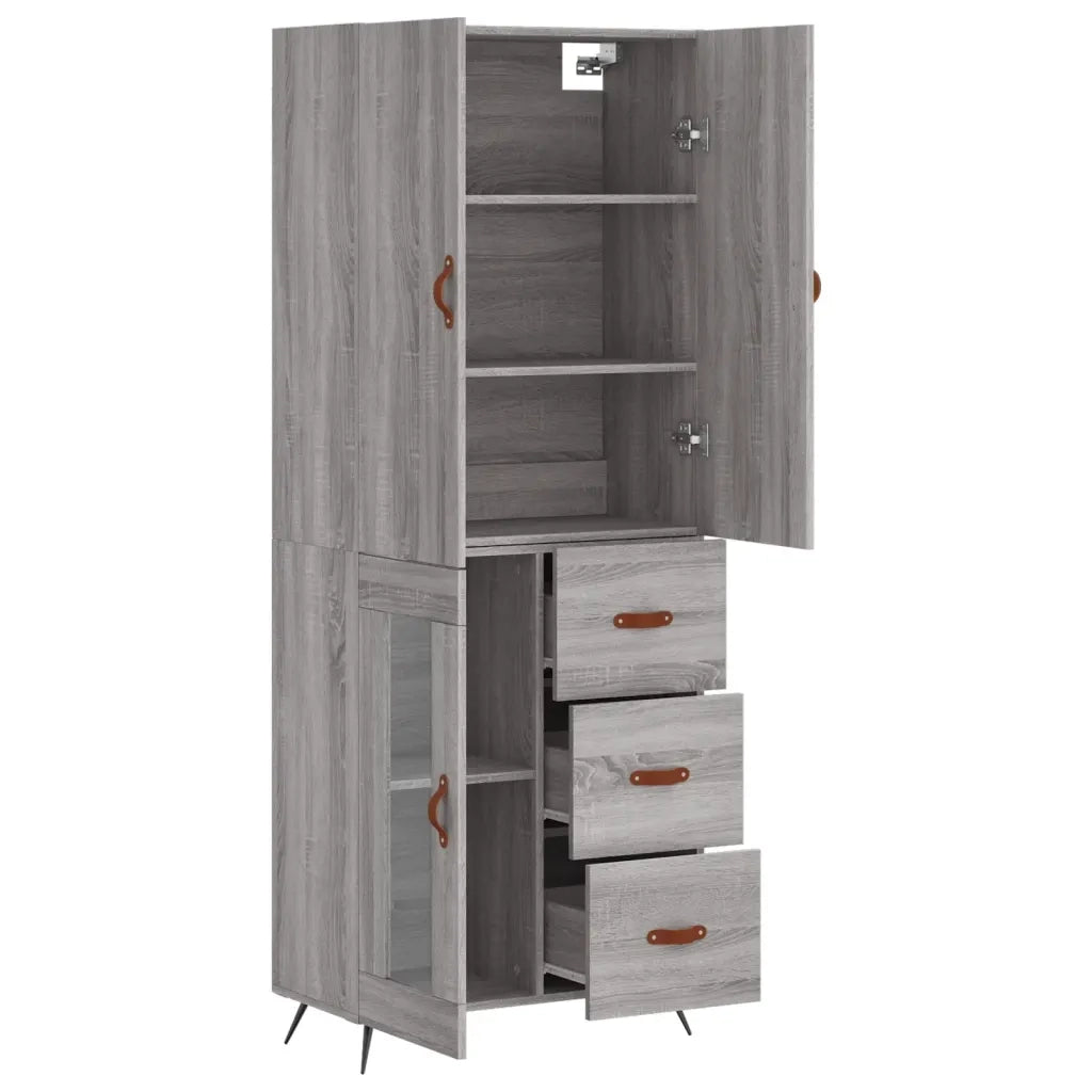 Credenza Grigio Sonoma 69,5x34x180 cm in Legno Multistrato 3195937