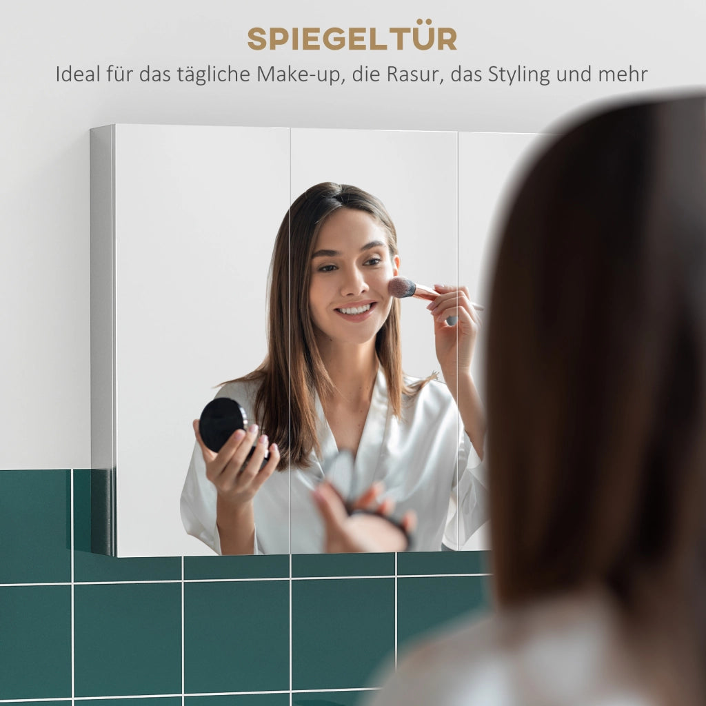 ARMADIETTO DA BAGNO SPECCHIERA A PARETE 70x12x55 cm Acciaio Argento