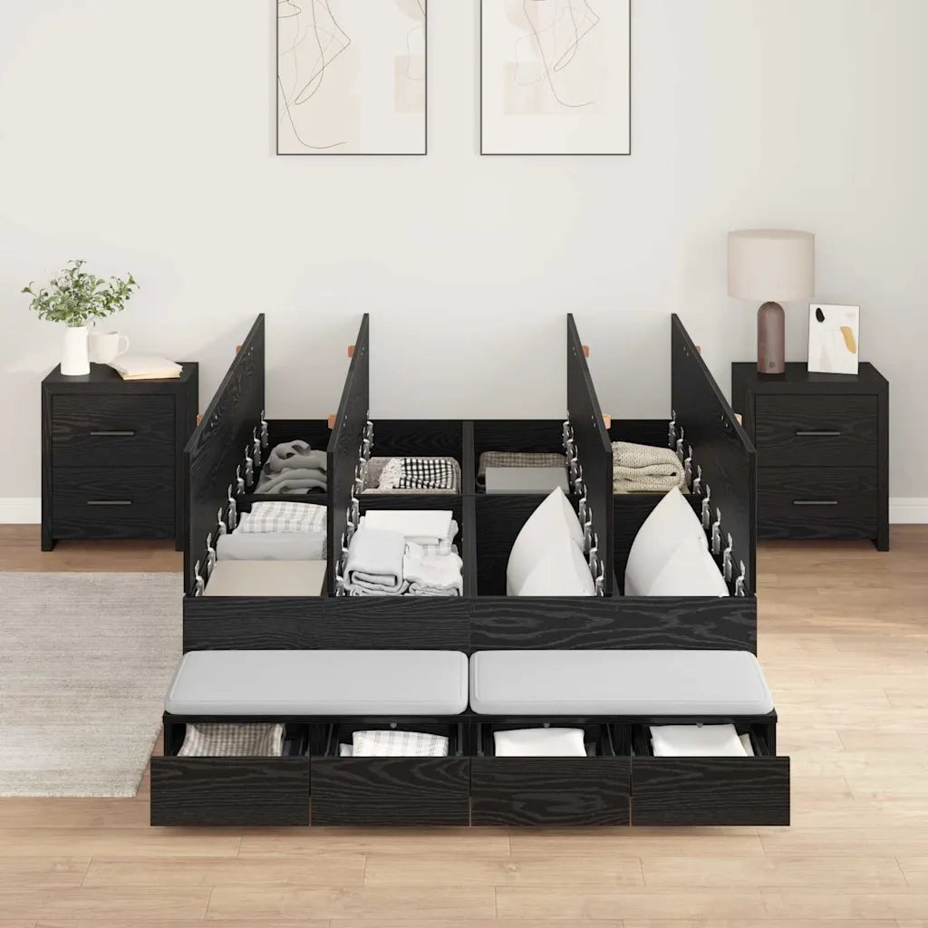 Struttura letto con contenitore con cassetto Rovere Nero 120 cm 3335686