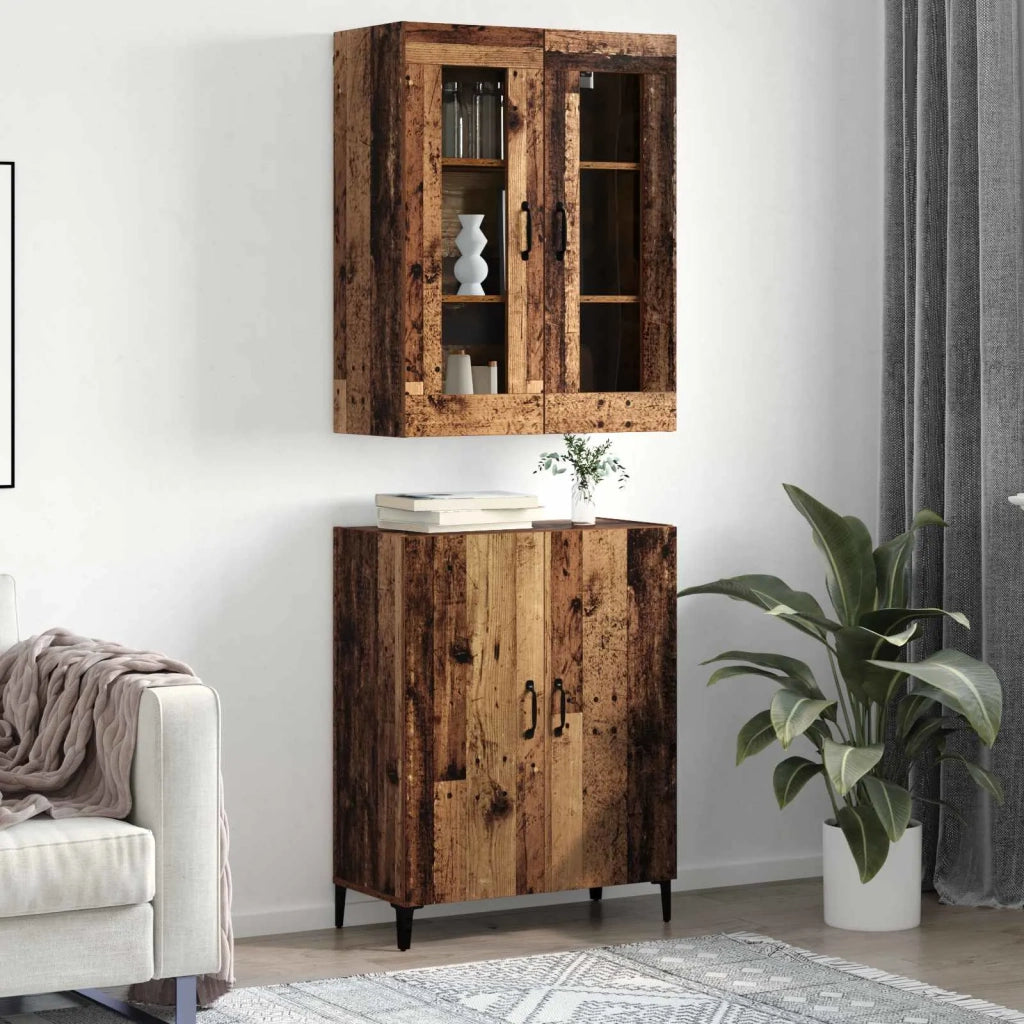 Credenza 2 pz | Madia | Buffet da pranzo | Armadio da pranzo Legno vecchio Legno multistrato