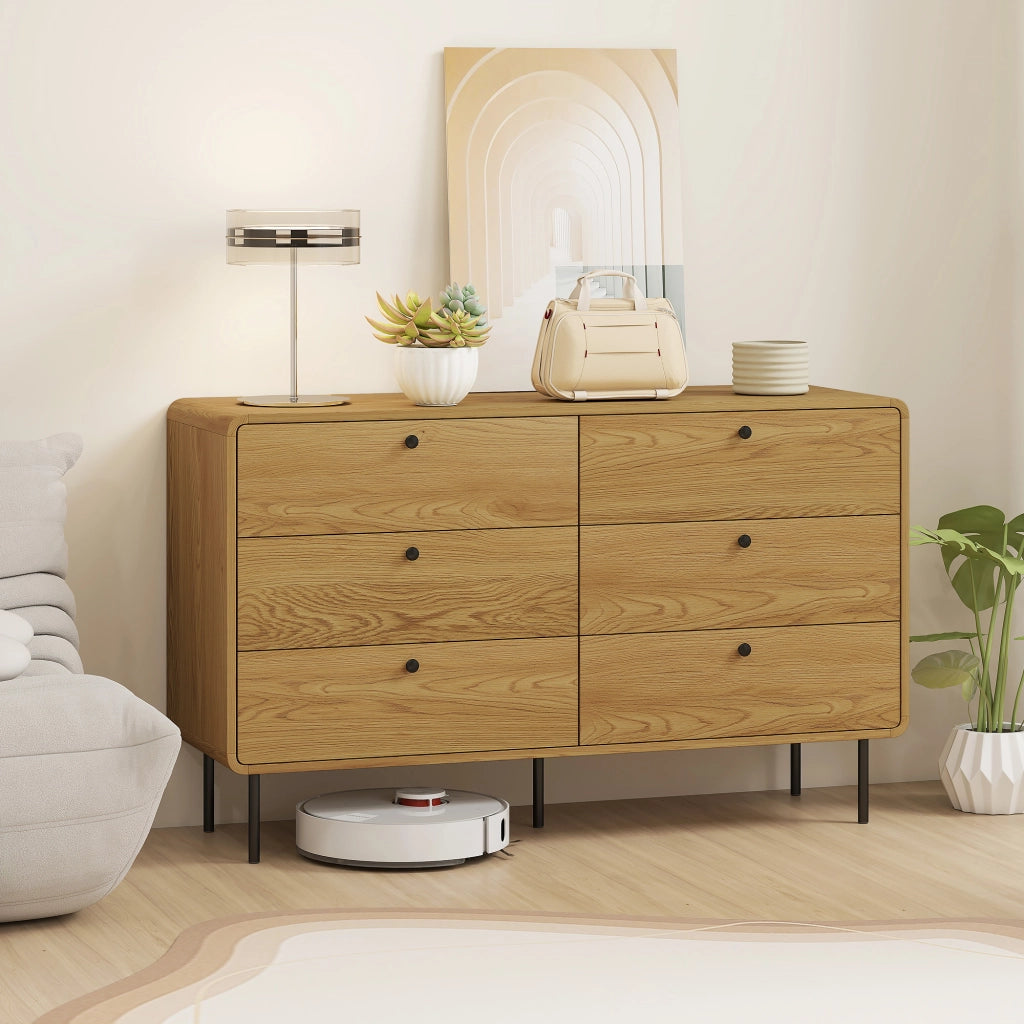Cassettiera 6 cassetti mobile contenitore stile moderno ¨C Minimal ¨C 120x40x75 effetto legno quercia