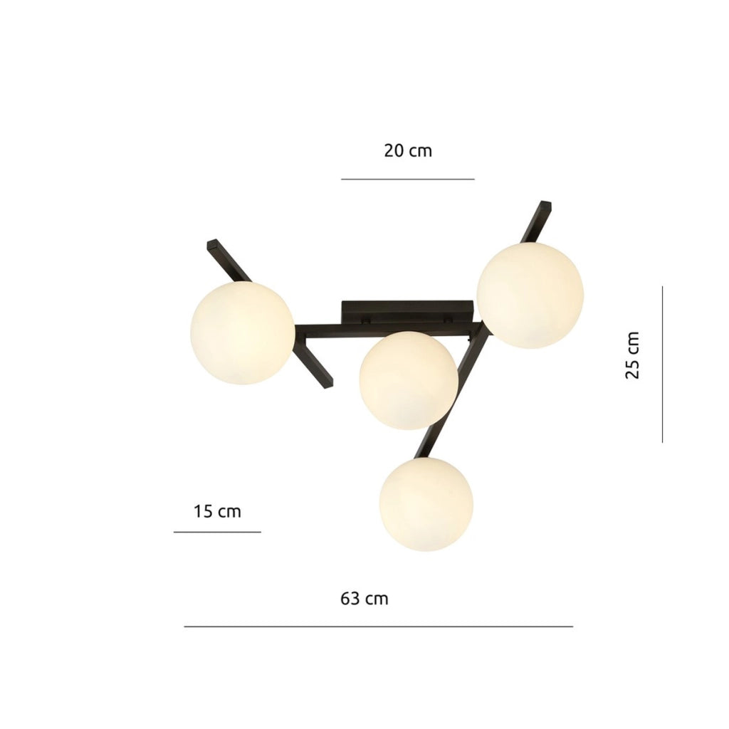Lampada a sospensione SMART in acciaio nero e vetro opale