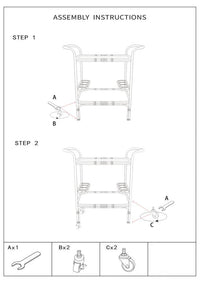 Carrello Panama 2 Ripiani 83x46x87,5 cm in Rattan