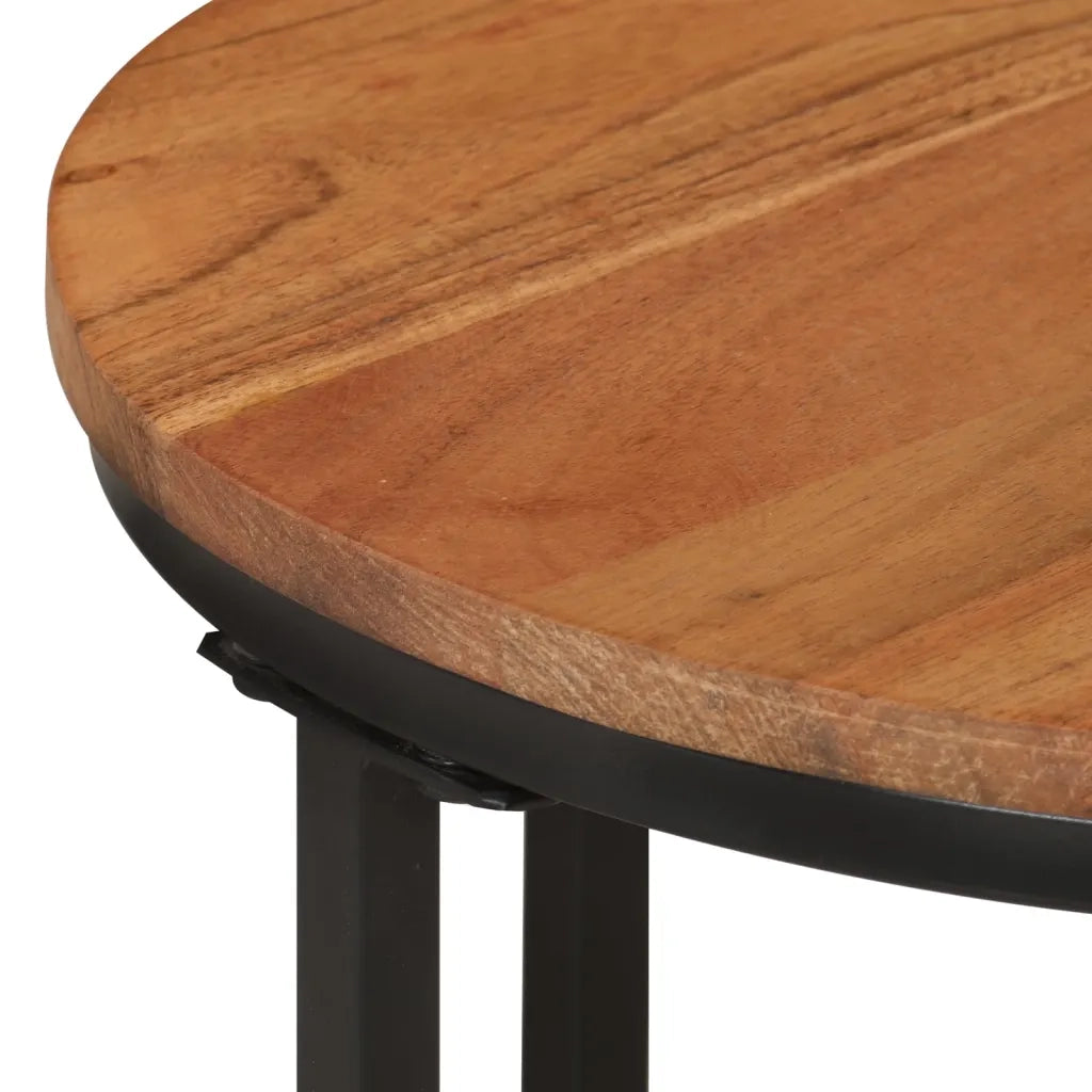 Tavolino Salotto 35x35x30cm in Legno Massello di Acacia e Ferro 372739