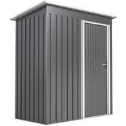 Capanno Box Attrezzi 163x89x182 cm con Tetto Inclinato e Porta Scorrevole in Acciaio e PP Grigio Chiaro