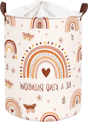 Wastino regalo per bambine in stile boho con arcobaleno e rosa 63L - Grande cassetta per giocattoli e vestiti con coperchio per camera da bambini 40 x 50 cm