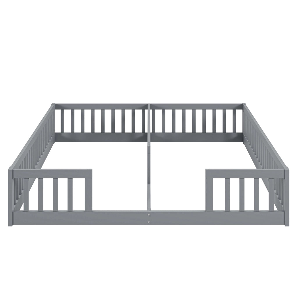 Letto a pannello per bambini - Zephmum - 90x200 cm - Grigio - Con sponde, stile minimalista in pino