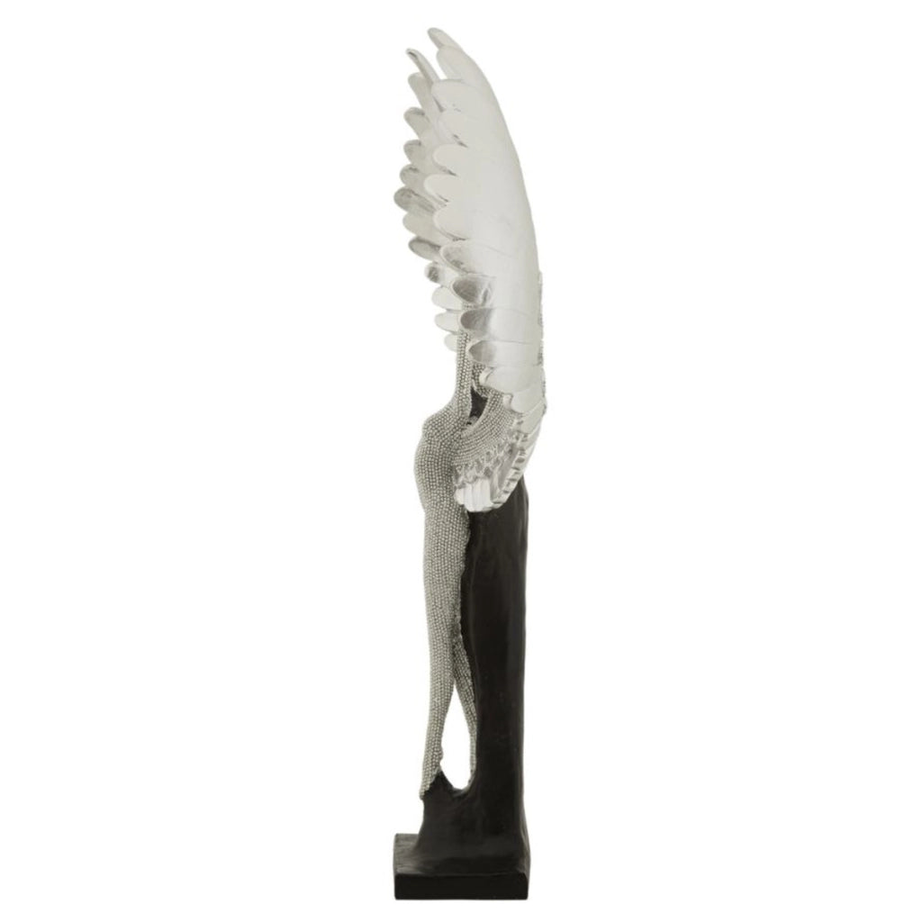 Scultura Fenice, Argento, Poliresina, 26x9x48 cm