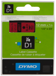 DYMO D1 etichette originali / 12 mm x 7 mm / stampa nera su rosso / etichette autoadesive per etichettatrice LabelManager / 1 Pezzo