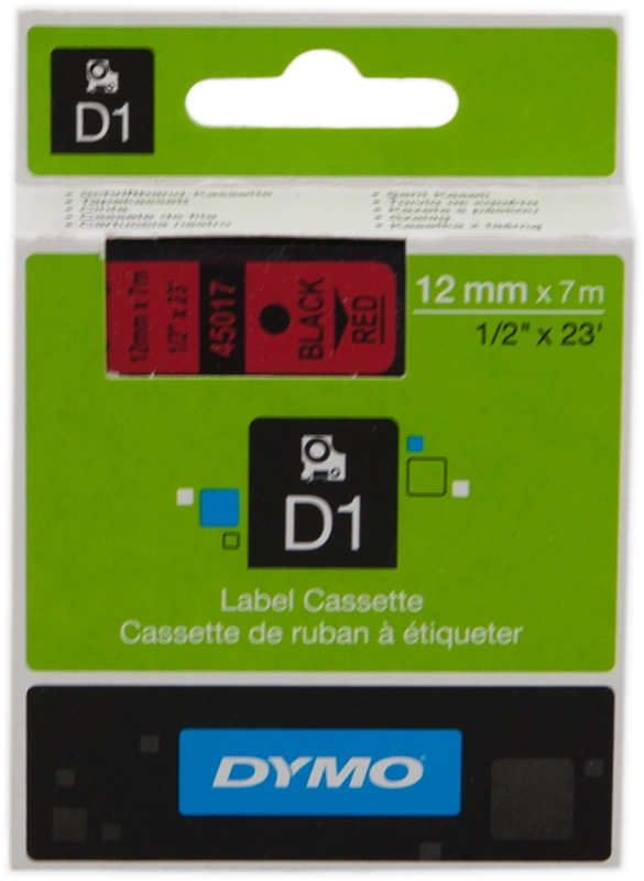 DYMO D1 etichette originali / 12 mm x 7 mm / stampa nera su rosso / etichette autoadesive per etichettatrice LabelManager / 1 Pezzo
