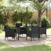 Set da Pranzo per Giardino con cuscino 5 pcs Nero polyrattan 3380151