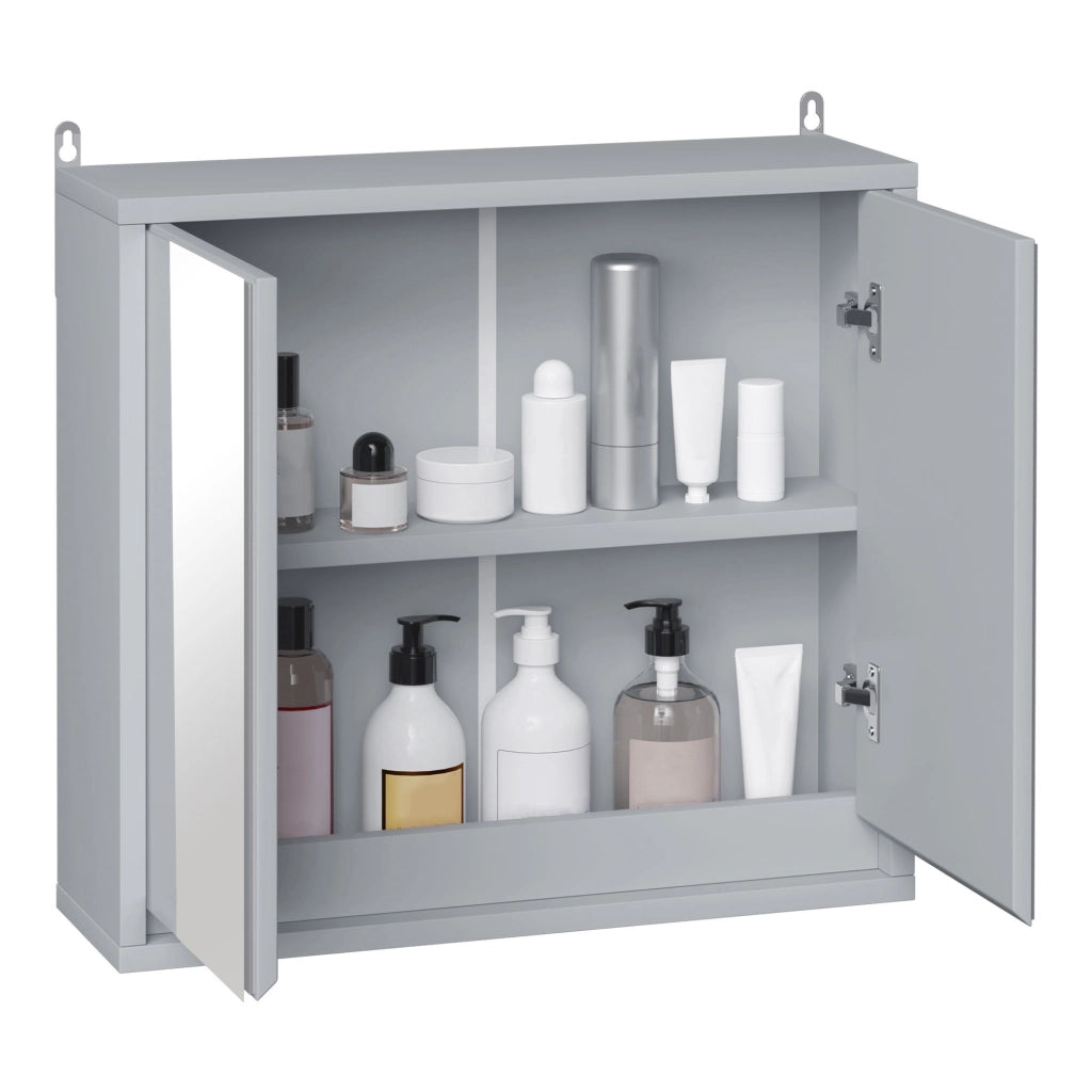 Specchio con Mobiletto da Bagno ¨C zephmum ¨C 48x14,5x45 cm Grigio