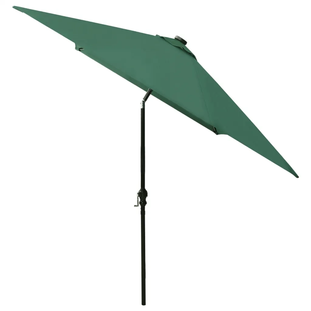 Ombrellone a Sbalzo con Palo in Acciaio e LED-Ombrello da giardino Verde 2x3 m