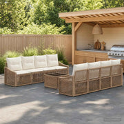 Set Divano da Giardino 9 pz Beige polyrattan 3435951