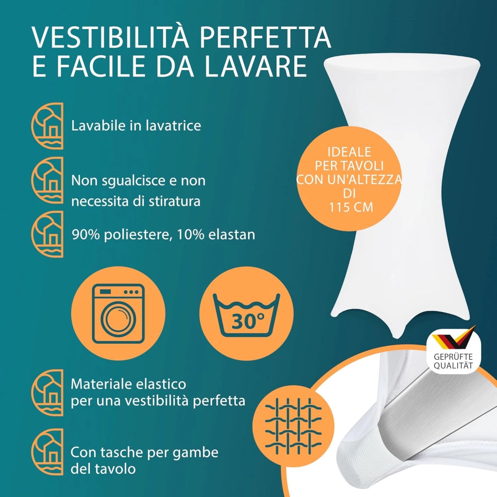 ® Tavolo Alto da Bar 2in1 con Fodera Regolabile in Altezza 70 cm / 115 cm in Alluminio Rotondo Ø60 cm Pieghevole per Esterni Giardino Bistrot Feste Tavoli da Ricevimento