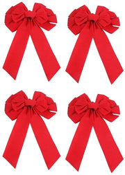 Set di 4 Strisce di Natale in Pelle Rossa di Velluto