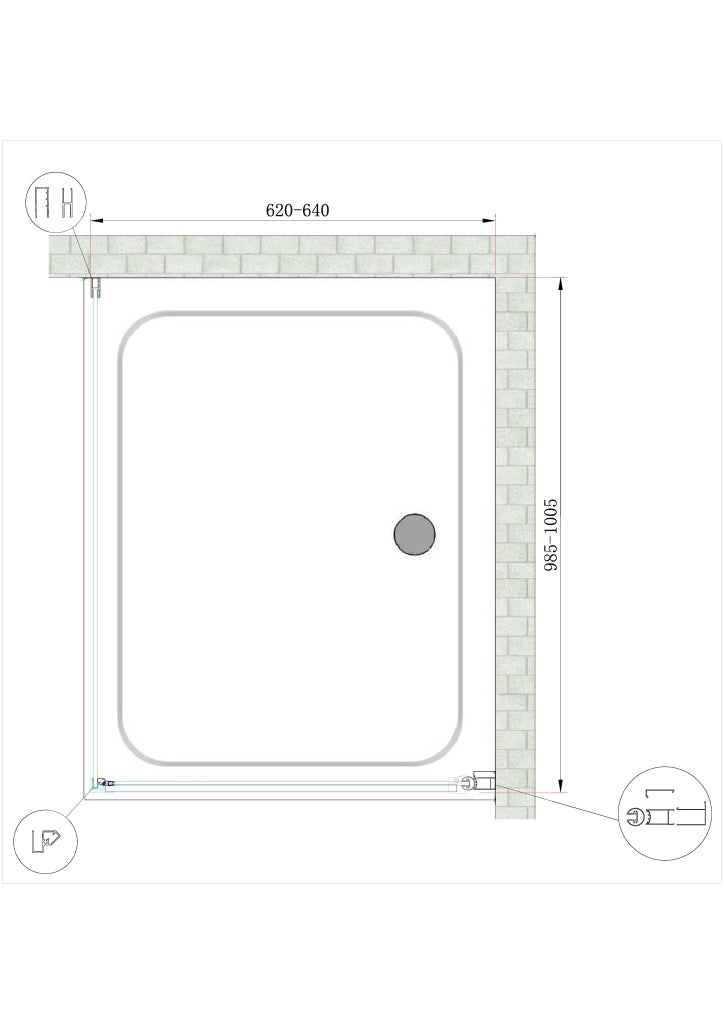 Box Doccia Battente e Parete Fissa Laterale Vetro Temperato 8 mm Easy-clean Reversibile PORTA 62-64 + FISSA 98,5-100,5