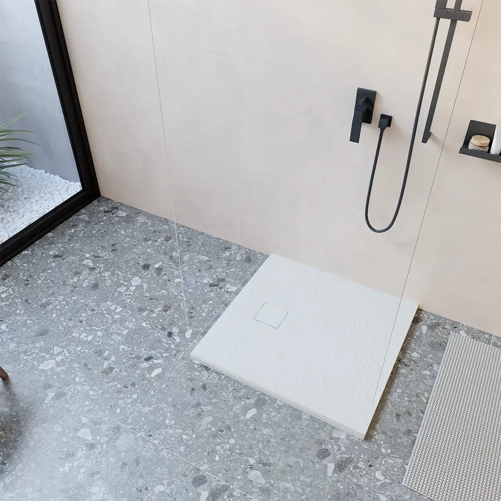 Piatto doccia 80x80 cm colore bianco effetto pietra | Samos