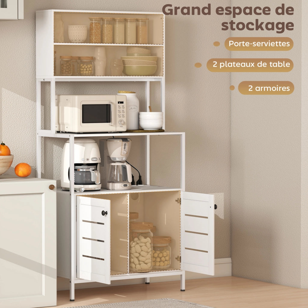Scaffale cucina con multipresa e ante a persiana ¨C Xylo ¨C Bianco 80x42x171cm