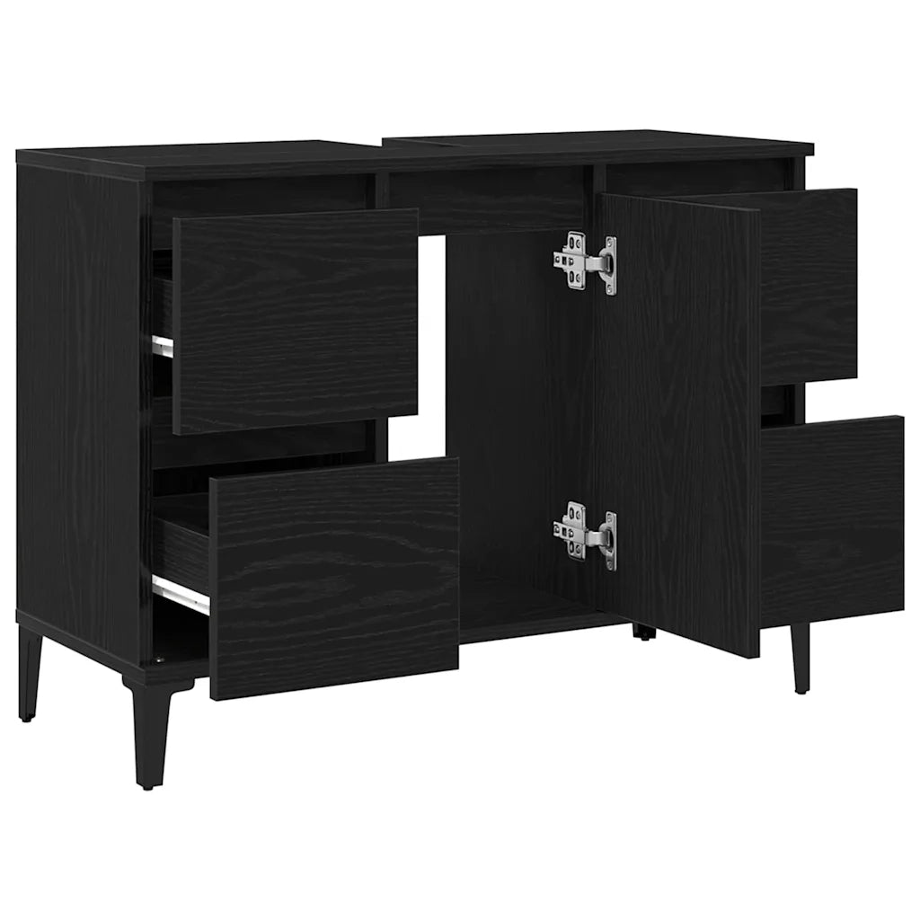 Armadio per Lavabo da Bagno Rovere Nero 80 x 33 x 60 cm 862814