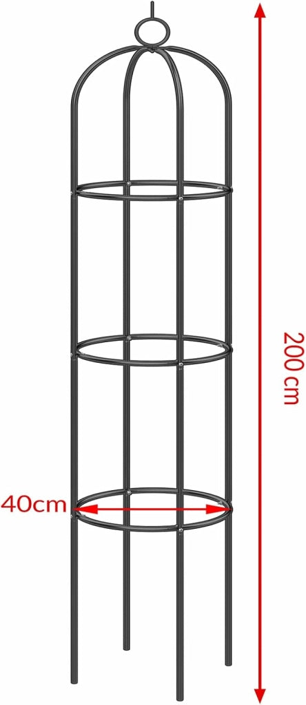4x Obelisco per Rose Piante Rampicanti 200 x 40cm in Metallo Resistente Traliccio per Rose Pergolato per Eventi