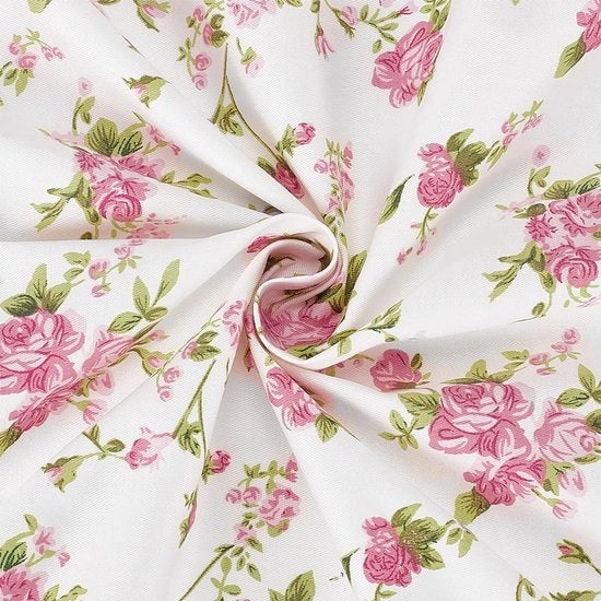 Stoffa in Tela di Cotone 2 m - Tessuto a Fiore - 160 cm di Larghezza - Leggero - Lavabile - Ideale per la Sartoria - Tessuti