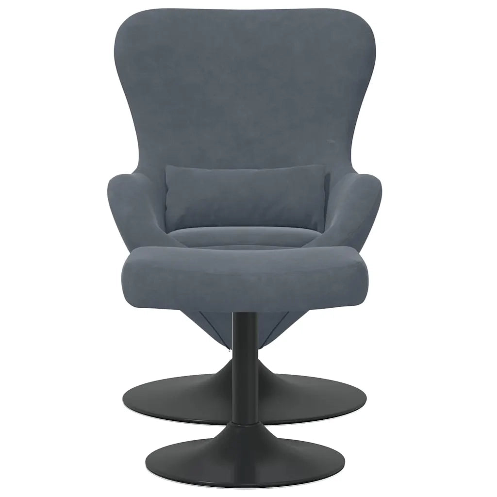 Sedia Egg con Pouf Grigio scuro Velluto 42002745