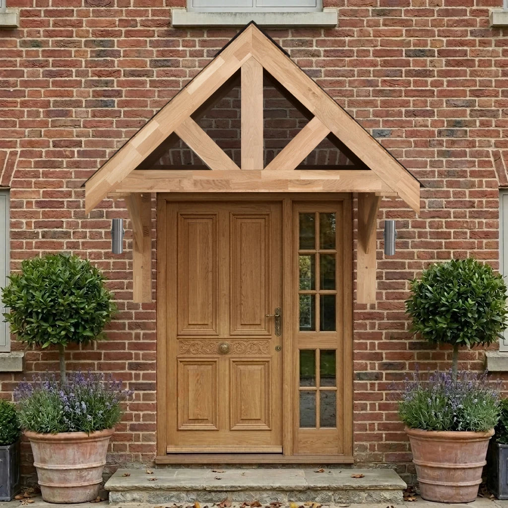 Tettoia Portico Rovere Massello 1400 mm Luce Interna Luci Parete