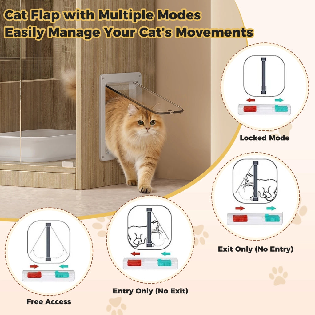 Mobile contenitore per gatti a più livelli con porta bloccabile e vetro, per interni, naturale, 90 × 50 × 160 cm