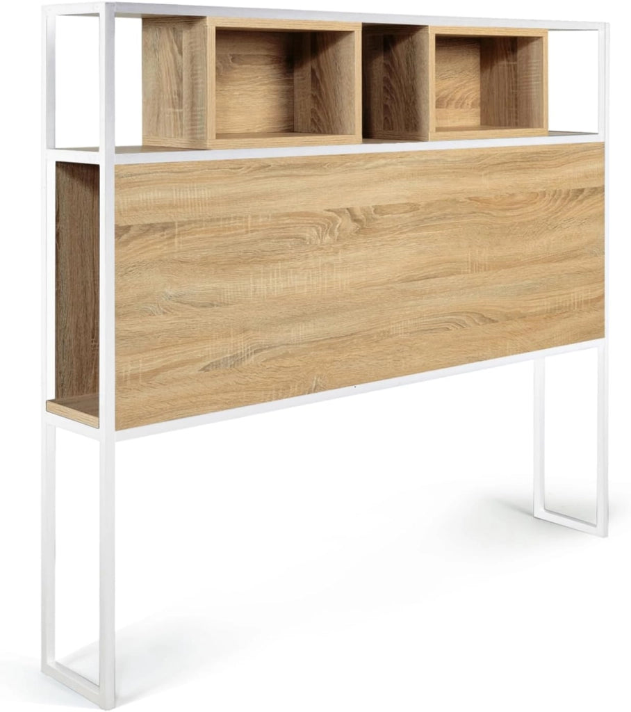 Testiera 145 cm design industriale legno e metallo bianco DETROIT