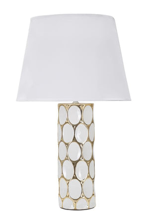 Lampada da Tavolo Glam Carv 34,5x56x34,5 cm in Ceramica Bianco/Oro