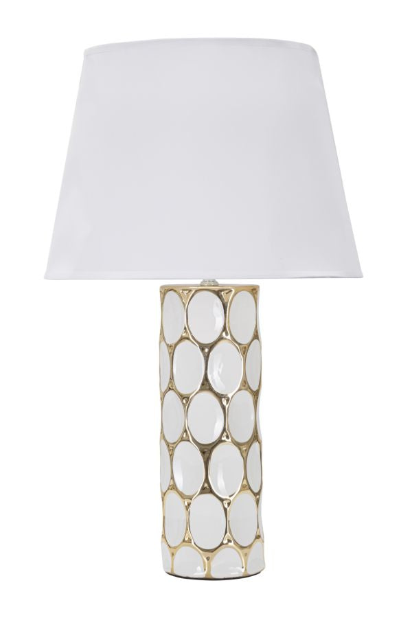 Lampada da Tavolo Glam Carv 34,5x56x34,5 cm in Ceramica Bianco/Oro
