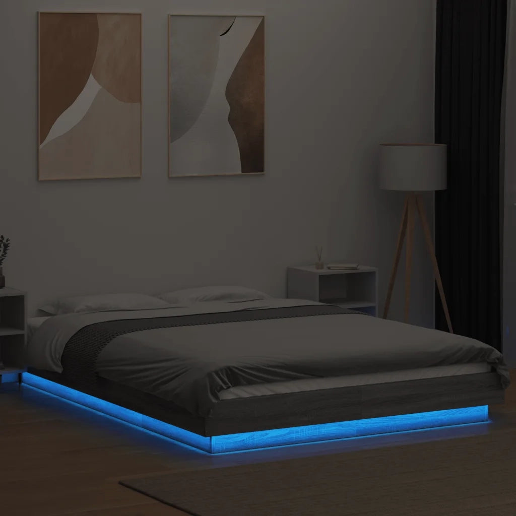 Giroletto Luci LED Grigio Sonoma 135x190 cm Legno Multistrato