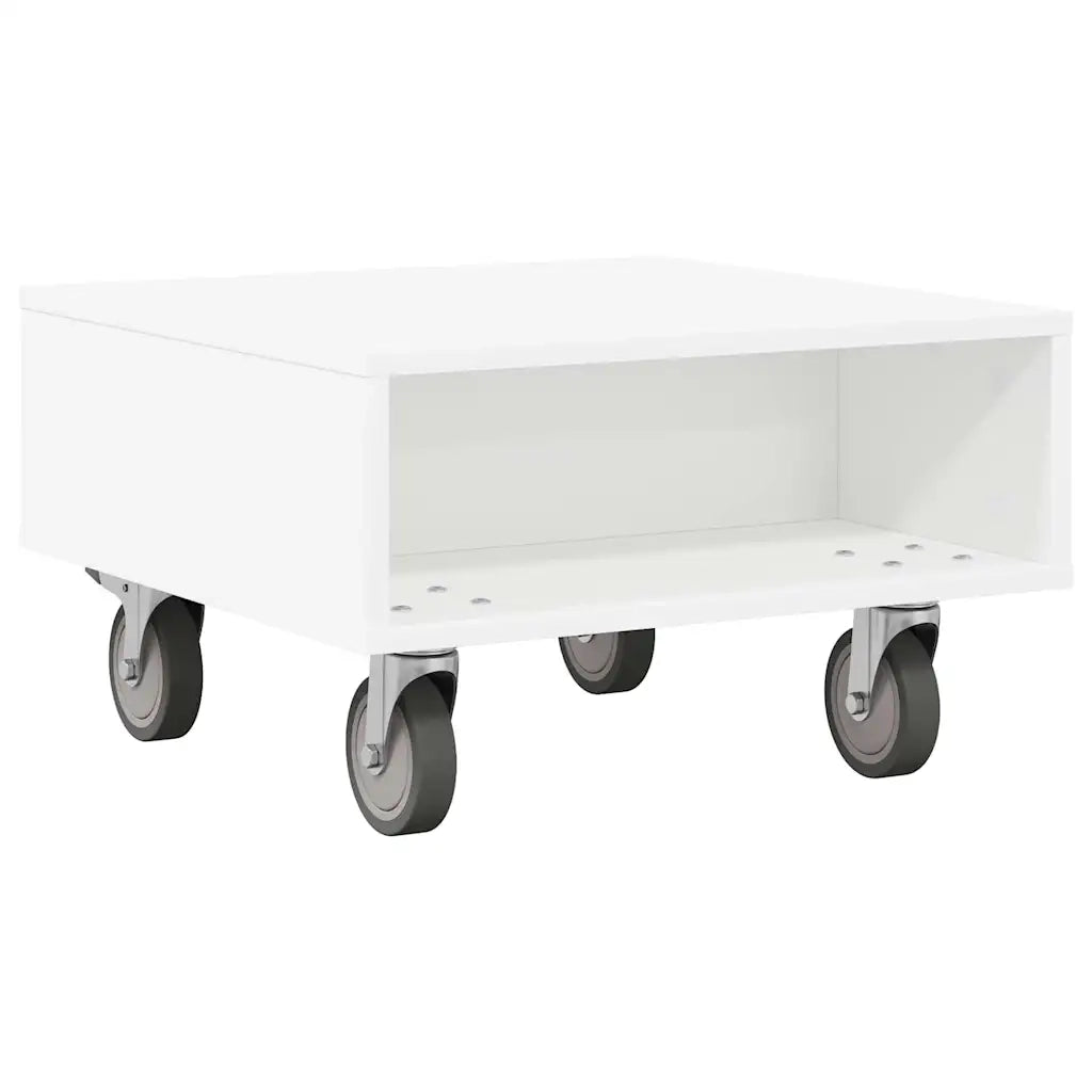 Tavolino con Ruote Bianco 50,5 x 50 x 30 cm 891024