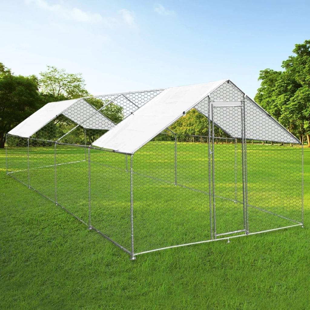 Gabbia Pollaio Recinto Recinzione Box Inox da Galline Pollame Polli 4m x 8m x 2m