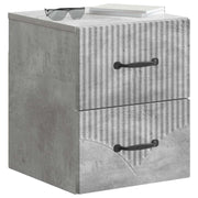 Set di 2 Comodini | Armadio da Notte | Mobiletto da notte a muro con cassetto Grigio Cemento